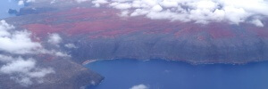 Kahoolawe vom Flugzeug, Hawaii