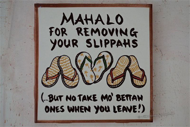Schild Schuhe ausziehen, Hawaii